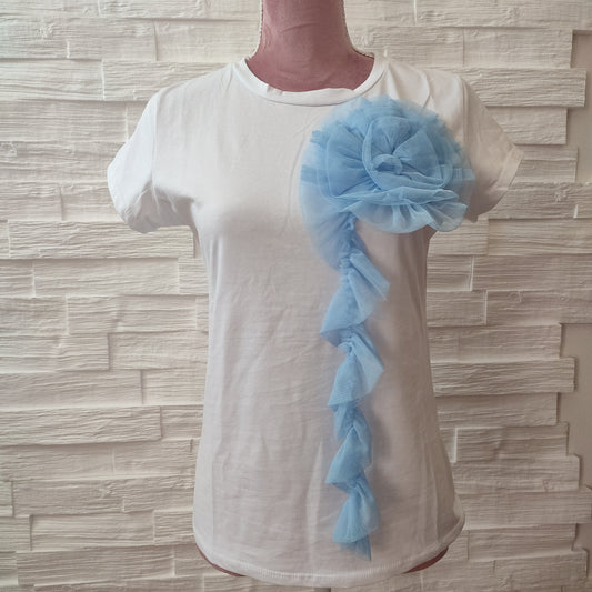 T shirt fiore tulle
