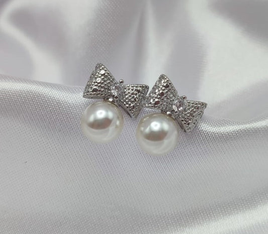 Orecchini perle con fiocco argento Amandine